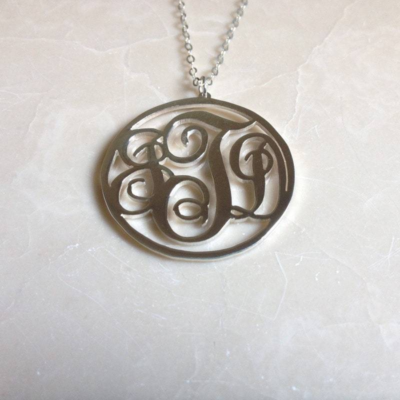 3 Initial Halskette Sterling Silber Monogramm 1 Zoll Kreis Personalisierte Weihnachtsgeschenk Benutzerdefinierte -%100 Handmade von MonogramNecklace2014