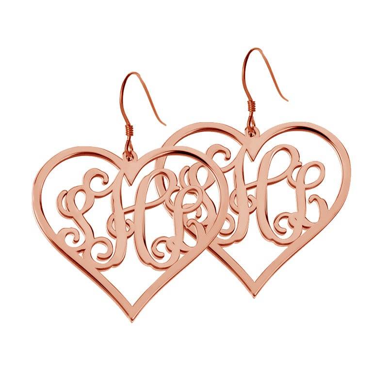3 Initial Herz Monogramm Ohrringe, Benutzerdefinierte Beliebige Anfangsmonogramm Ohrringe 1, 6 "Zoll Roségold Überzogen %100 Handgefertigt 3 Initial Herz Monogramm Ohrringe, Benutzerdefinierte Beliebige Anfangsmonogramm Ohrringe 1, 6 "Zoll Roségold Überzogen %100 Handgefertigt von MonogramNecklace2014