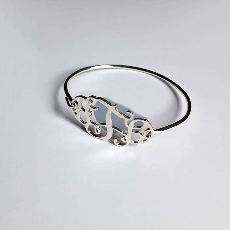 3 Initial Monogramm Armband, Sterling Silber Personalisiertes Brautjungfer Geschenk, Namensarmband-%100 Handmade von MonogramNecklace2014