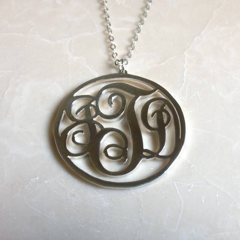 3 Initial Monogramm Halskette, 4, 5 cm Personalisierte 925 Sterling Silber Halskette Geburtstagsgeschenk -%100 Handgemacht von MonogramNecklace2014