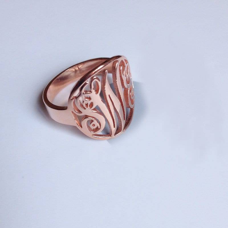 3 Initialen Monogramm Ring Namensring Mit Ihren Initialen, Monogrammiert Rose Gold Überzogene Ringe Personalisierter Bestes Geschenk Für Männer / von MonogramNecklace2014