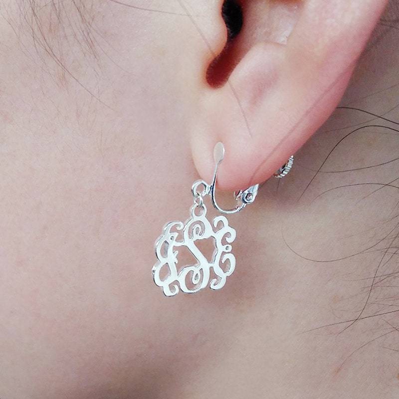 Clip Auf Ohrringe, Personalisieren Ohrring, Sterling Silber Monogramm Alle Ursprünglichen Ohrringe 0, 6 "Zoll von MonogramNecklace2014