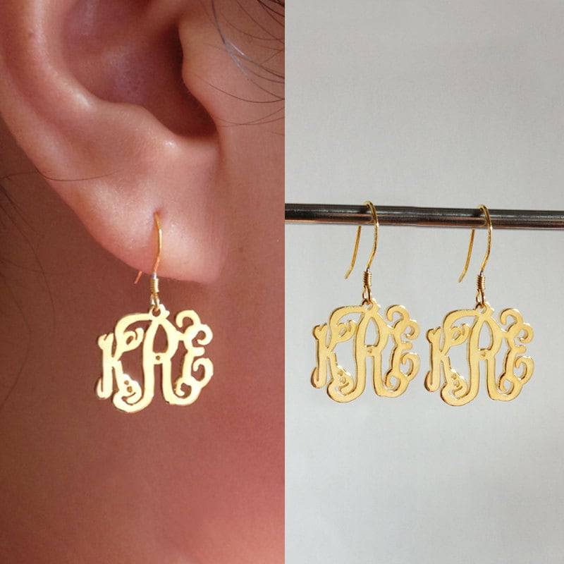 Gold Monogramm Ohrringe, Alle Ursprünglichen Personalisieren Ohrringe 0, 6 "Zoll% 100 Handmade Gold Monogramm Ohrringe, Alle Ursprünglichen Personalisieren Ohrringe 0, 6 "Zoll% 100 Handmade von MonogramNecklace2014