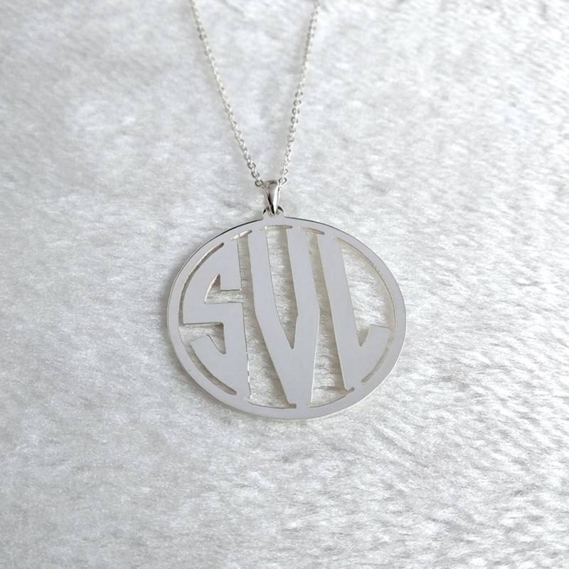 Monogramm Initialen Halskette, Kreis Personalisierte Promi 3 Namensschild Weihnachtsgeschenk von MonogramNecklace2014