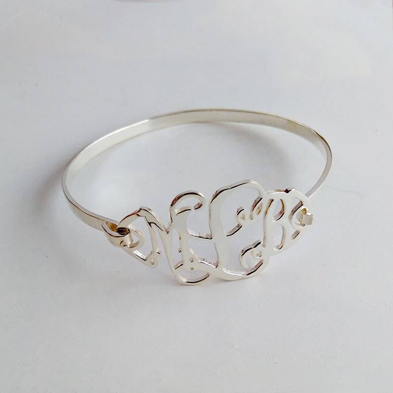 Personalisierte Monogramm Armband, 3 Initial 1, 5 Zoll Benutzerdefinierte Personalisieren Namen Armband Beste Weihnachtsgeschenk von MonogramNecklace2014