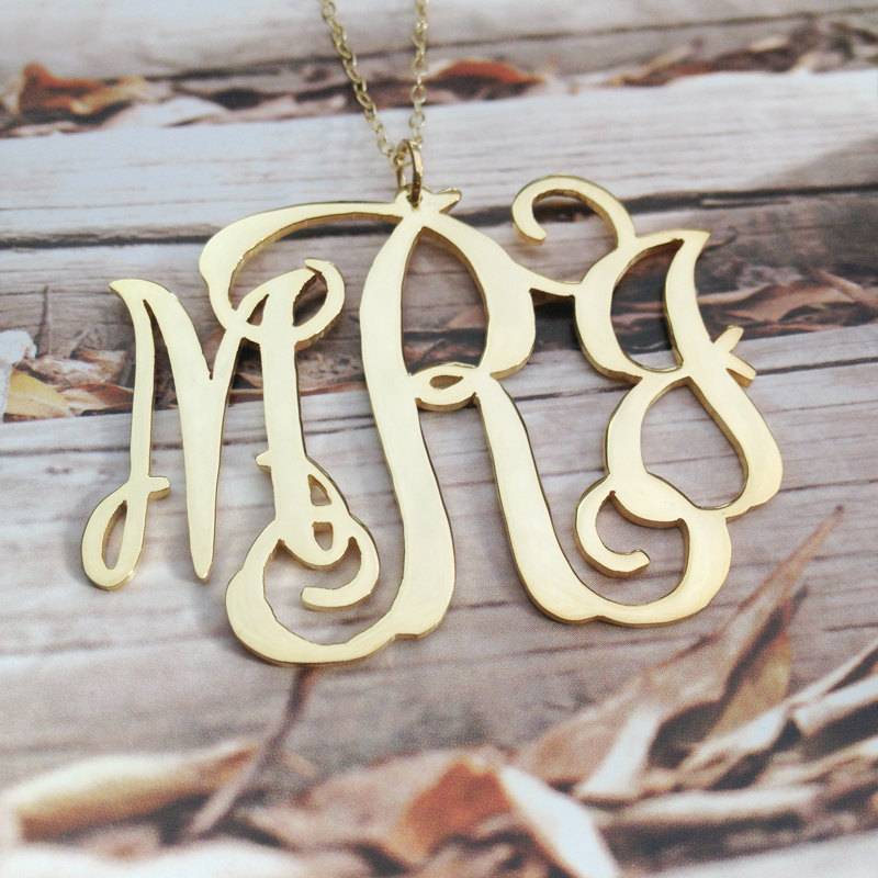 Personalisierte Monogramm Halskette, 3 Initial 18K Gold Überzogene Namensschild Halskette Buchstabe Schmuck Beste Geschenk von MonogramNecklace2014