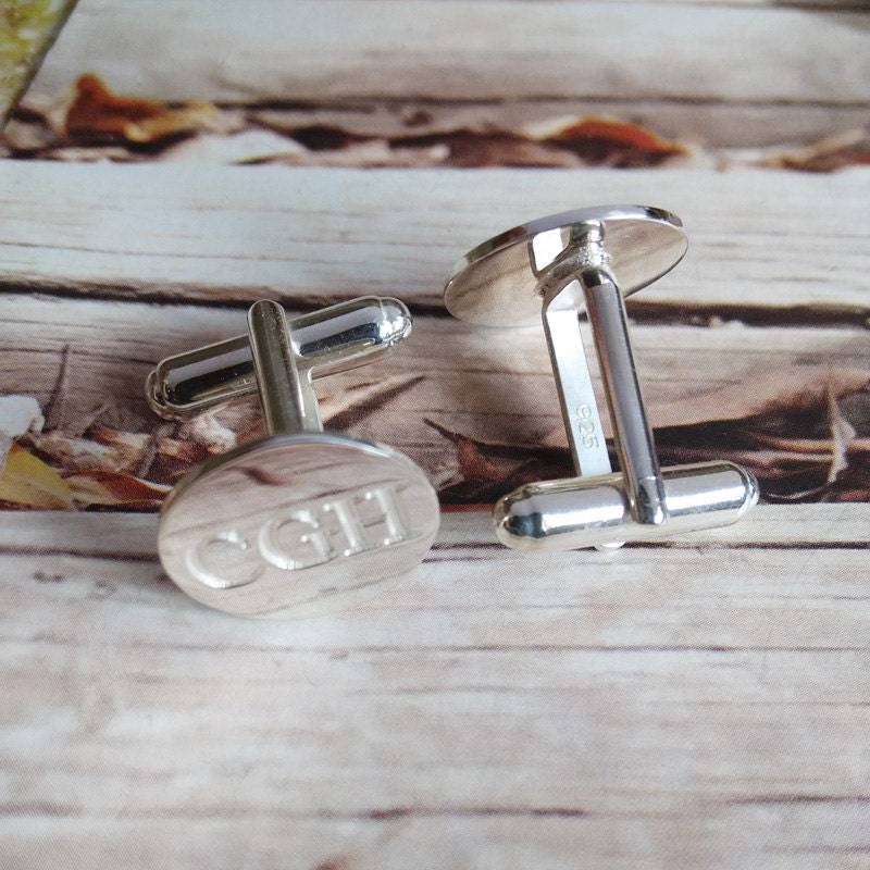 Silberne Manschettenknöpfe, Hochzeitsgeschenk Bräutigam, Manschettenknöpfe Mit Monogramm, Elegantes Monogramm Manschettenknöpfe, Geschenk Für von MonogramNecklace2014