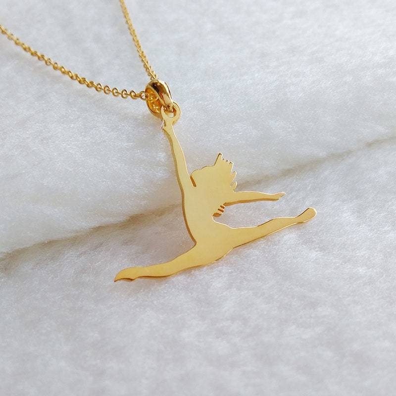 Tänzerin Springt Halskette, Springen Balletttänzer Benutzerdefinierte Promi-Halskette, Bestes Geschenk Für Mädchen, Weihnachtsgeschenk von MonogramNecklace2014