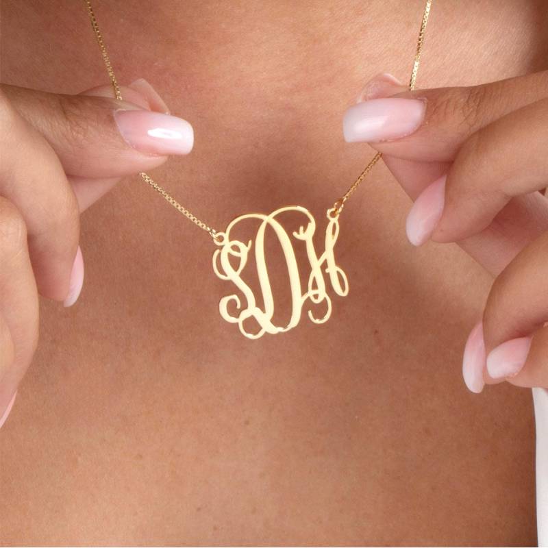 14K Solid Gold Monogramm Halskette - Personalisierter Anfangsanhänger von MonogramPersonalized