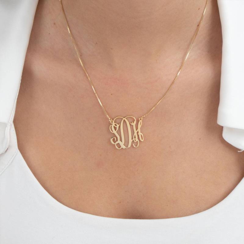 14K Solid Gold Monogramm Halskette Personalisierter Initial Anhänger 14K Solid Gold Monogramm Halskette Personalisierter Initial Anhänger von MonogramPersonalized