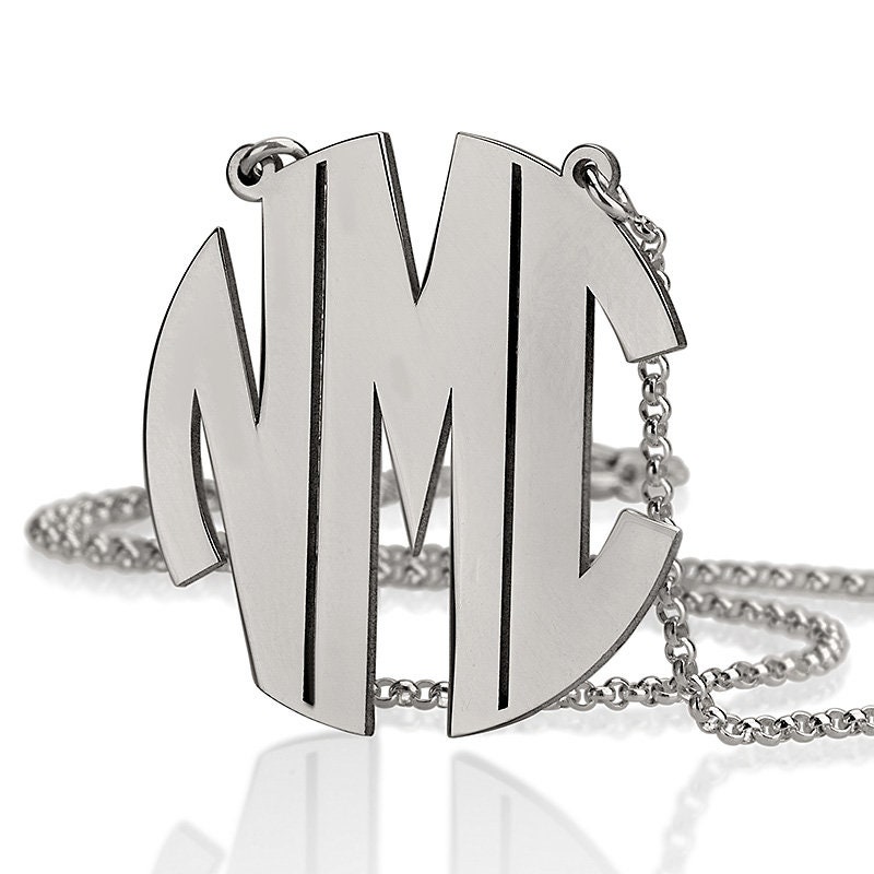 Block Initial Halskette - Personalisierte Monogramm Alle Größen 925 Sterling Silber Handgemachte von MonogramPersonalized