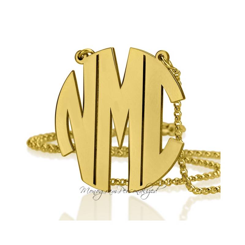 Block Monogramm Halskette Personalisierter Vergoldeter Initial Anhänger Block Monogramm Halskette Personalisierter Vergoldeter Initial Anhänger von MonogramPersonalized