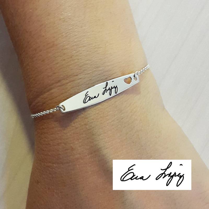Memorial Unterschrift Platte Armband - Personalisierte Handschrift Andenken Schmuck in Sterling Silber von MonogramPersonalized