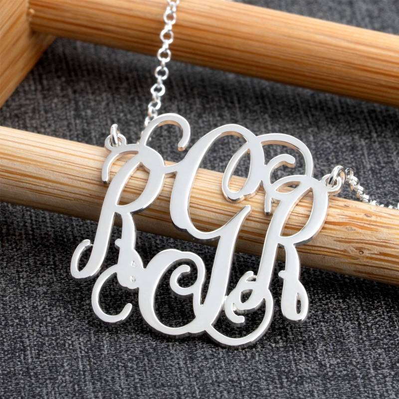 Buchstaben Monogramm Halskette 3, 2 cm; Sterling Silber - Personalisiertes Geschenk von MonogramPersonalized