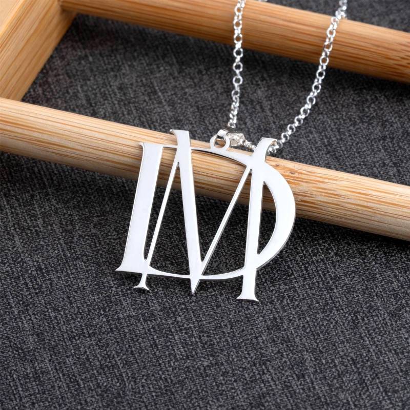 sterling Silber Zwei Monogramm Buchstaben Halskette - Initial Schmuck Personalisiert von MonogramPersonalized