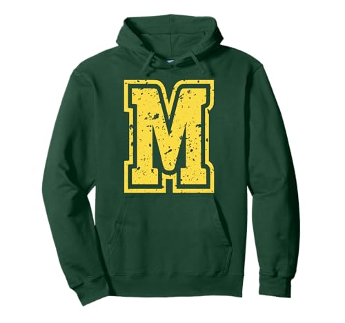 Buchstabe m Name Initial Monogram Varsity Yellow Alphabet Pullover Hoodie von Monogramm Buchstaben Varsity Alphabet Name Cool