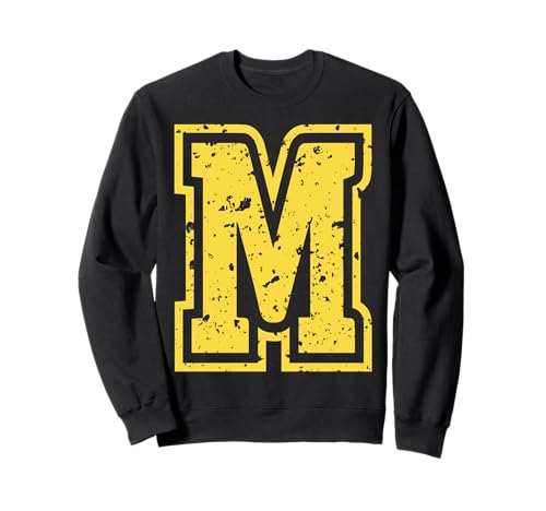 Buchstabe m Name Initial Monogram Varsity Yellow Alphabet Sweatshirt von Monogramm Buchstaben Varsity Alphabet Name Cool