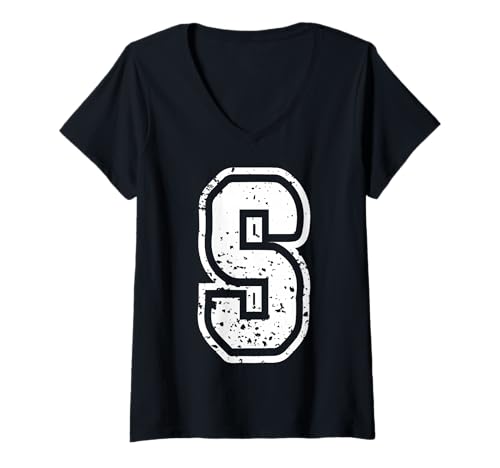 Damen Briefs Name Initial Monogramm Varsity Alphabet Geburtstag T-Shirt mit V-Ausschnitt von Monogramm Buchstaben Varsity Alphabet Name Cool