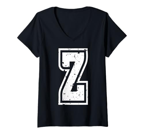 Damen Buchstabe Z Name Anfangsmonogramm Varsity Alphabet T-Shirt mit V-Ausschnitt von Monogramm Buchstaben Varsity Alphabet Name Cool
