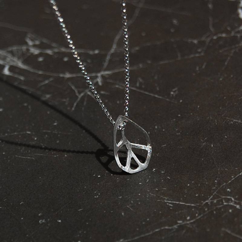 Blatt Silberkette, Silberschmuck, Gebürstetes Silber, Sterling Silber, Kette, Charm, Für Sie von Monopolka