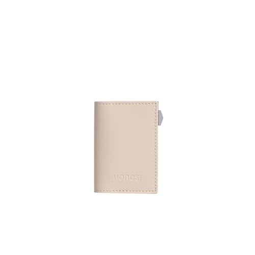 Pro Slim Wallet, Elfenbein/gebürstetes Silber, 3.8" × 0.4" × 2.6", Slim Wallet Pro von Monos