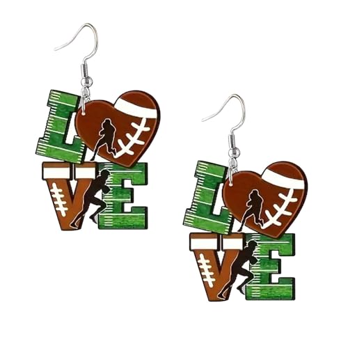 Monozoz Baumelnde Fußball-Ohrringe | Retro baumelnde Tropfen Ohrringe - Retro Ohrringe für Frauen Acryl Tropfen Ohrringe Charm Fußball Liebe Ohrringe von Monozoz