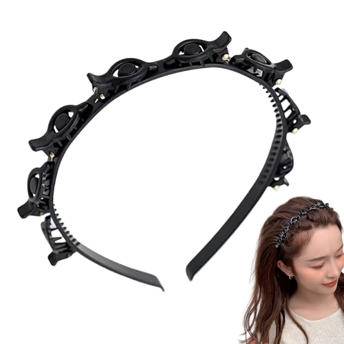 Monozoz Haarnadel-Stirnbänder für Mädchen – modische geflochtene Stirnbänder – elegantes doppellagiges Zopf-Haar-Werkzeug für Frauen und Mädchen, Muttertag von Monozoz