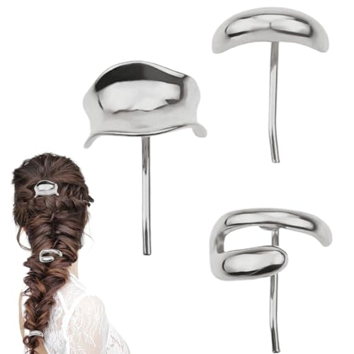 Monozoz Metall-Haarhalter, starker Halt, Pferdeschwanz-Haarspangen, elastischer Pferdeschwanz-Halter, Haargummis für Frauen und Mädchen, 3 x Metall-Manschetten-Pferdeschwanz-Halter von Monozoz