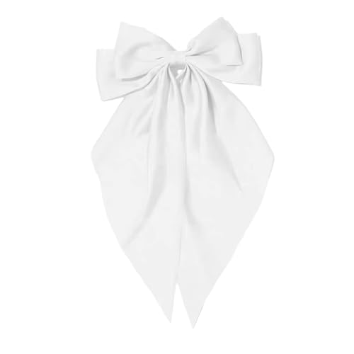 Haarschleifen für Damen, weiße Clips, große Satinband-Schleife, Zubehör, Seide, große Haarschleife für Mädchen, niedlich, Weihnachten, lange Haarschleifen für Mädchen, Haarspange von Monqueen