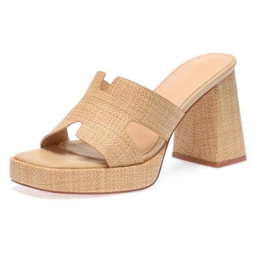 Bast-Plateauabsätze für Damen – klobiger Block, offener Zehenbereich, gewebte Slides, natürliches Stroh, Sommer, elegante Urlaubssandalen, bequeme Pantoletten mit Absatz, 21#apricot, 38.5 EU Bast-Plateauabsätze für Damen – klobiger Block, offener Zehenbereich, gewebte Slides, natürliches Stroh, Sommer, elegante Urlaubssandalen, bequeme Pantoletten mit Absatz, 21#apricot, 38.5 EU von Monrovia