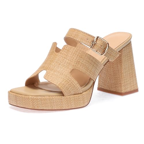 Bast-Plateauabsätze für Damen – klobiger Block, offener Zehenbereich, gewebte Slides, natürliches Stroh, Sommer, elegante Urlaubssandalen, bequeme Pantoletten mit Absatz, 23#apricot, 37.5 EU Bast-Plateauabsätze für Damen – klobiger Block, offener Zehenbereich, gewebte Slides, natürliches Stroh, Sommer, elegante Urlaubssandalen, bequeme Pantoletten mit Absatz, 23#apricot, 37.5 EU von Monrovia