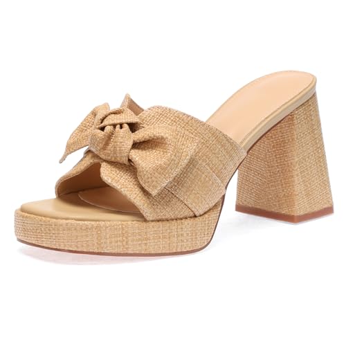 Bast-Plateauabsätze für Damen – klobiger Block, offener Zehenbereich, gewebte Slides, natürliches Stroh, Sommer, elegante Urlaubssandalen, bequeme Pantoletten mit Absatz, 7#apricot, 39 EU Bast-Plateauabsätze für Damen – klobiger Block, offener Zehenbereich, gewebte Slides, natürliches Stroh, Sommer, elegante Urlaubssandalen, bequeme Pantoletten mit Absatz, 7#apricot, 39 EU von Monrovia