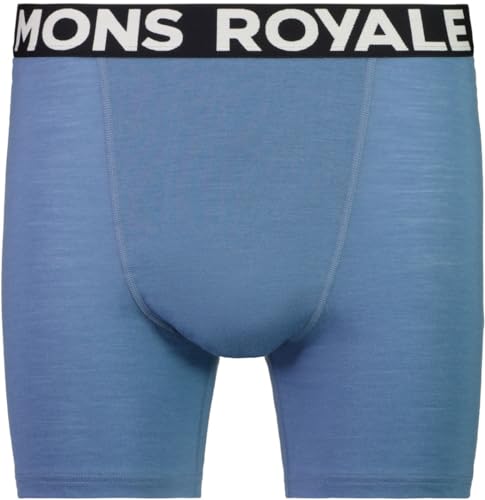 Mons Royale M Hold 'em Boxer Blau - Merino Funktionelle atmungsaktive Herren Merino Boxershorts, Größe M - Farbe Blue Sl von Mons Royale