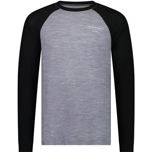 Mons Royale Herren Icon Merino Air-Con Raglan Longsleeve, grey heather-black, L von Mons Royale