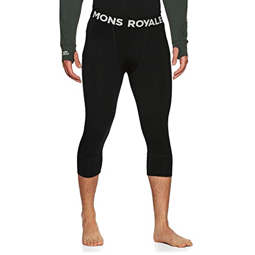 Mons Royale M Cascade 3/4 Legging Schwarz - Merino Wärmende Funktionelle Herren Merino Baselayer 3/4 Tights, Größe XL - von Mons Royale