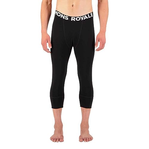 Mons Royale M Cascade 3/4 Legging Schwarz - Merino Wärmende funktionelle Herren Merino Baselayer 3/4 Tights, Größe L - F von Mons Royale