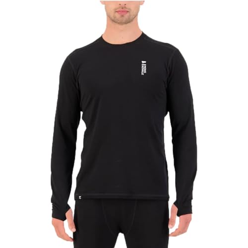 Mons Royale M Cascade Long-sleeve Schwarz, Herren Merino Kurzarm-Shirt und Tops, Größe L - Farbe Black von Mons Royale