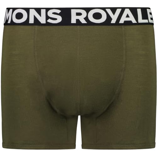 Mons Royale M Hold 'em Boxer Shorty Oliv - Merino Funktionelle atmungsaktive Herren Merino Boxershorts, Größe M - Farbe von Mons Royale