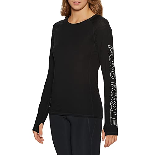 Mons Royale W Bella Tech Long-sleeve Schwarz, Damen Merino Kurzarm-Shirt und Tops, Größe M - Farbe Black von Mons Royale