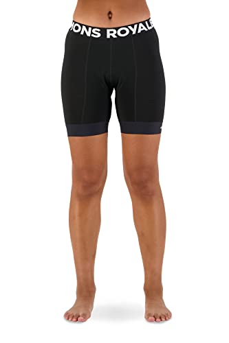 Mons Royale W Epic Bike Short Liner Schwarz - Merino Funktionelle gepolsterte Damen Merino Bike Baselayer Shorts, Größe von Mons Royale