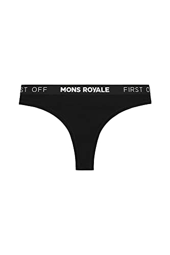 Mons Royale W Merino Thong Schwarz - Merino Vielseitiger funktioneller Damen Merino String, Größe S - Farbe Black von Mons Royale