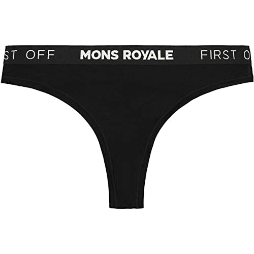 Mons Royale W Merino Thong Schwarz - Merino Vielseitiger funktioneller Damen Merino String, Größe M - Farbe Black von Mons Royale