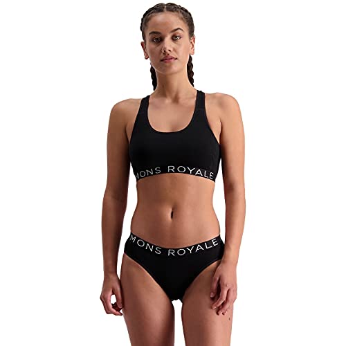 Mons Royale W Sierra Sports Bra Schwarz - Merino Sportiver unterstützender Damen Merino Sport BH, Größe S - Farbe Black von Mons Royale