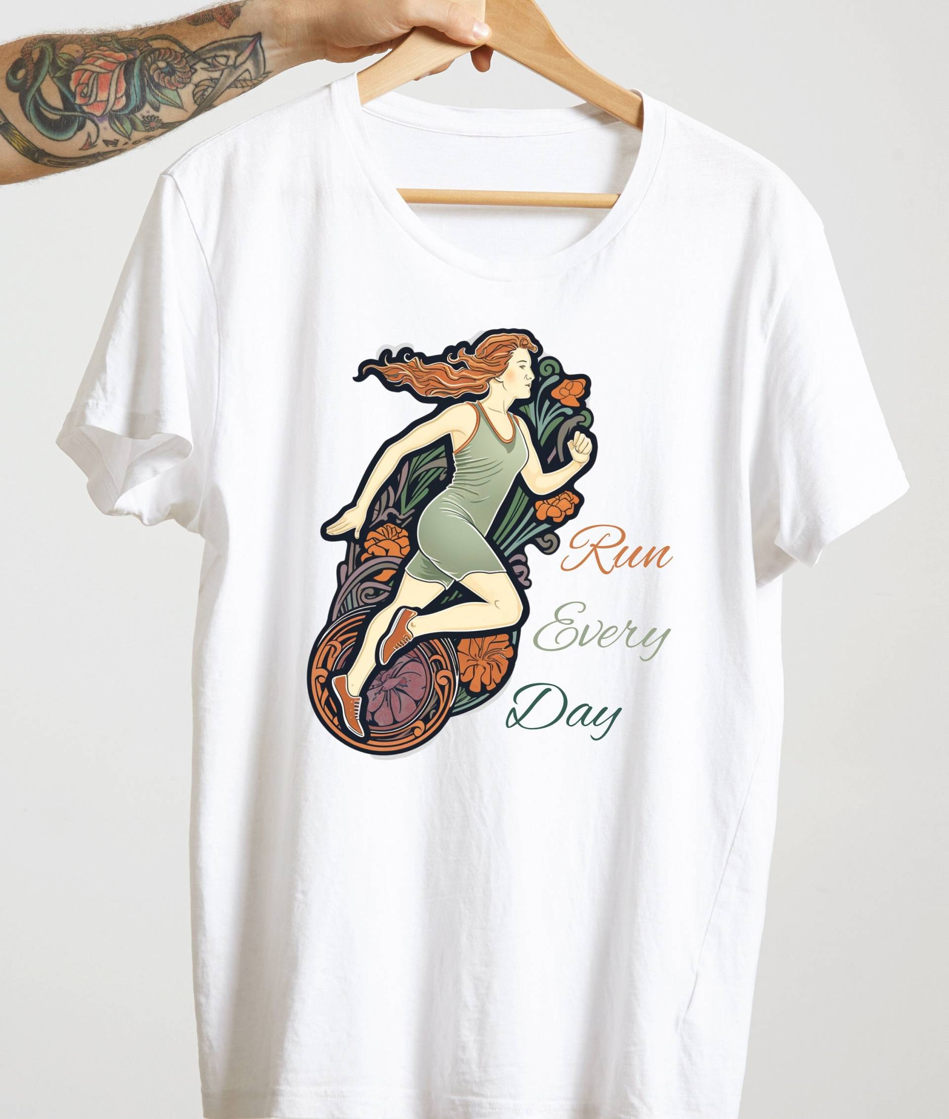 Run Every Day | T-Shirt Für Läuferinnen Laufen Joggen Rennen Ki-Design Originaldesign von MonsensSchmonsens