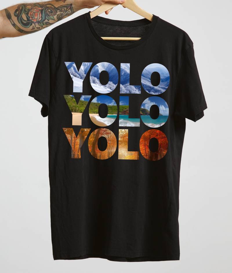 Yolo T-Shirt Mit Ki-Generierten Naturlandschaften - 100% Bio-Baumwolle von MonsensSchmonsens
