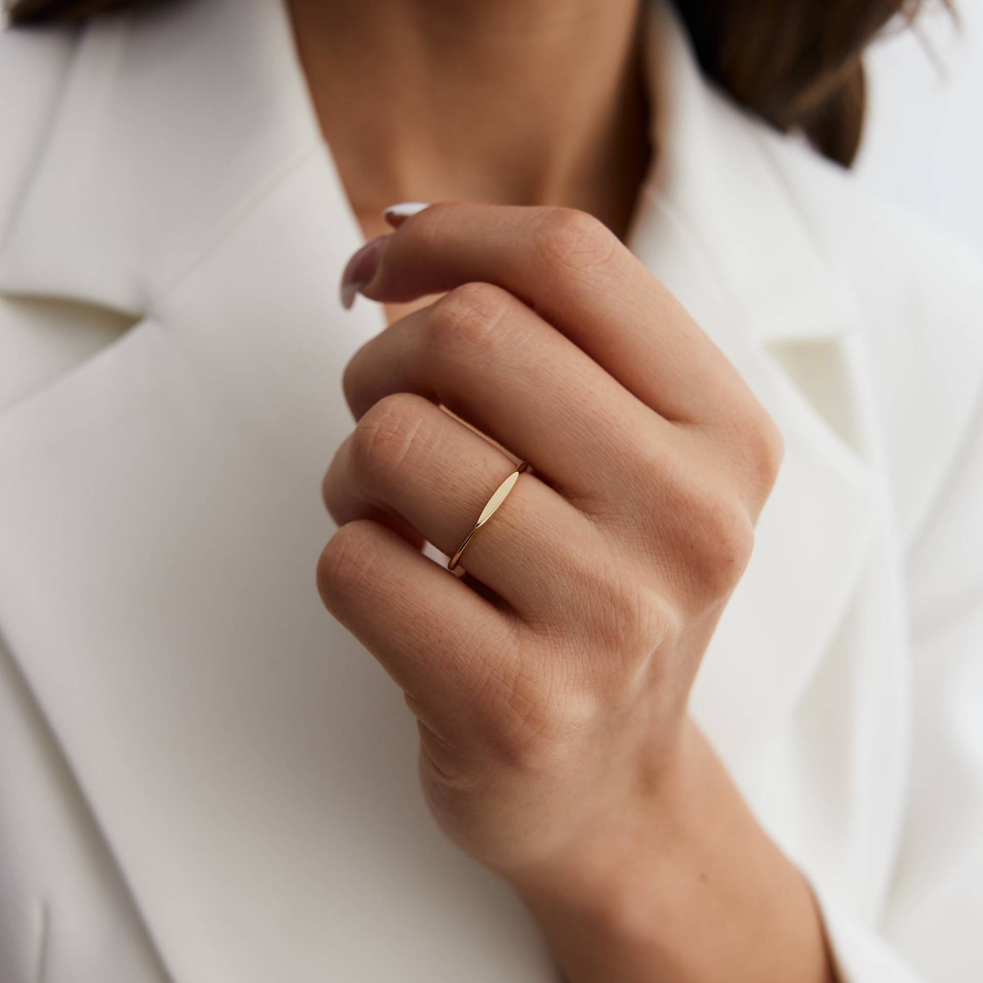 14K Echt Gold Dünn Minimal Stapelbare Kette Band Ring Täglich Schmuck Für Frauen Geschenk Statemant Alltäglicher Weihnachten Von Monsini von MonsiniJewelry