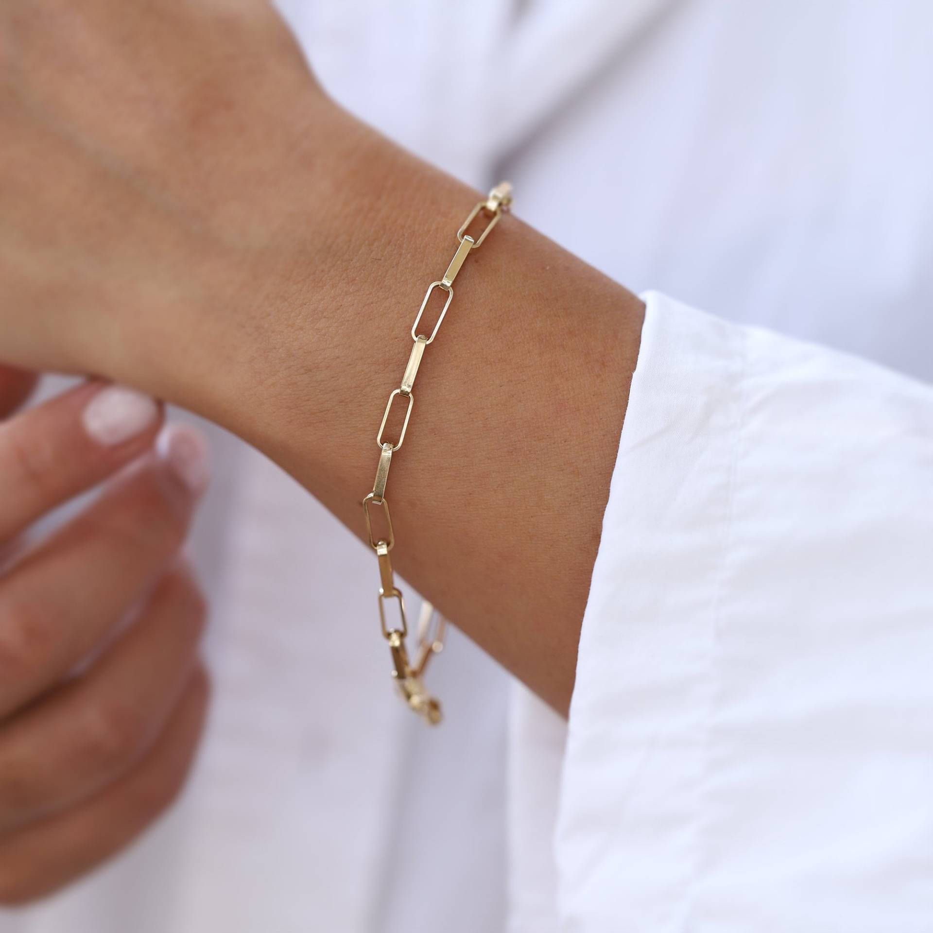 14K Gold Papierclip Armband/Bold Link/ Stapelkette/Rechteck Glieder, Schmuck Für Frauen Geburtstag/Muttertag Valentinstag Weihnachten Geschenke von MonsiniJewelry