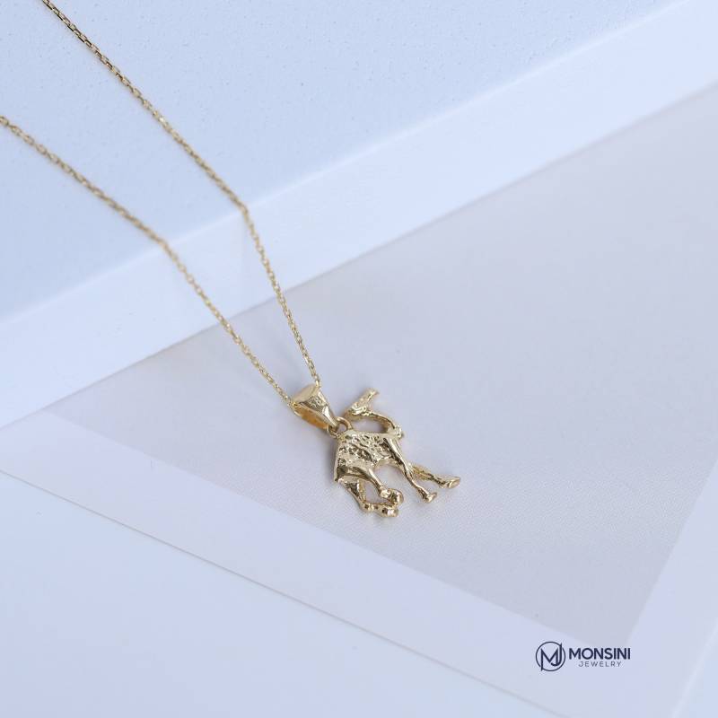 14K Solid Gold Kamel Charme Tier Halskette Symbol Des Segens Anhänger Kette Glänzend Geburtstagsgeschenke Für Frauen, Einfache Mode-stil Monsini von MonsiniJewelry