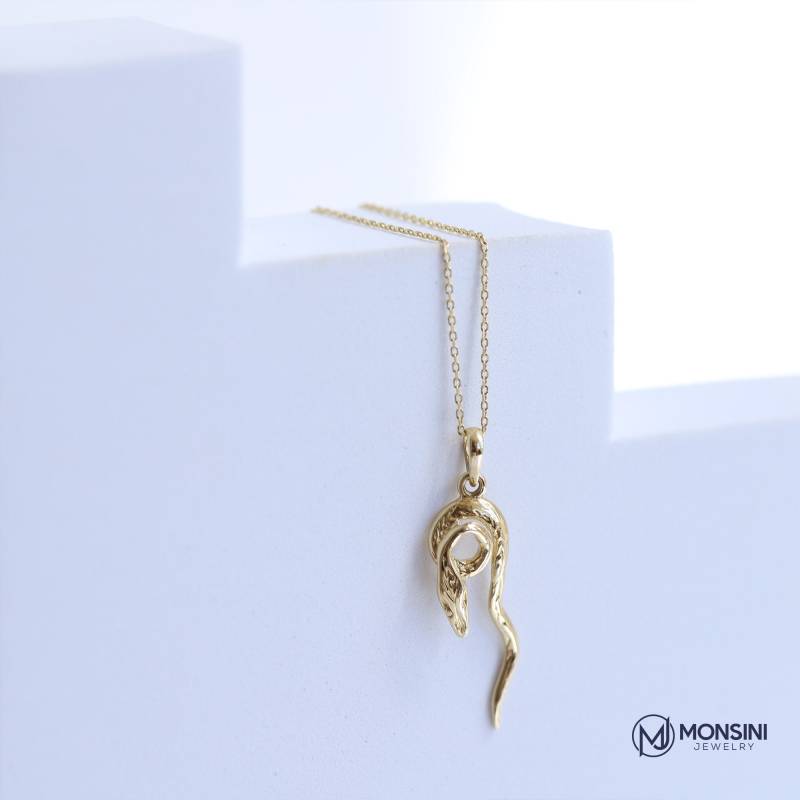 Schlange Halskette 14K Echte Solid Gold Custom Design Frauen/Mann Tier Anhänger Kette Geschichtet Geschenk Für Frauenvalentinstag Monsini von MonsiniJewelry