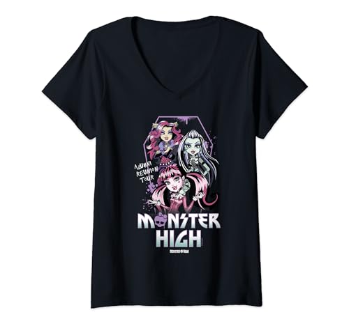 Damen Monster High Alumni - Draculaura Frankie Clawdeen Gruppentour T-Shirt mit V-Ausschnitt Damen Monster High Alumni - Draculaura Frankie Clawdeen Gruppentour T-Shirt mit V-Ausschnitt von Monster High - Alumni